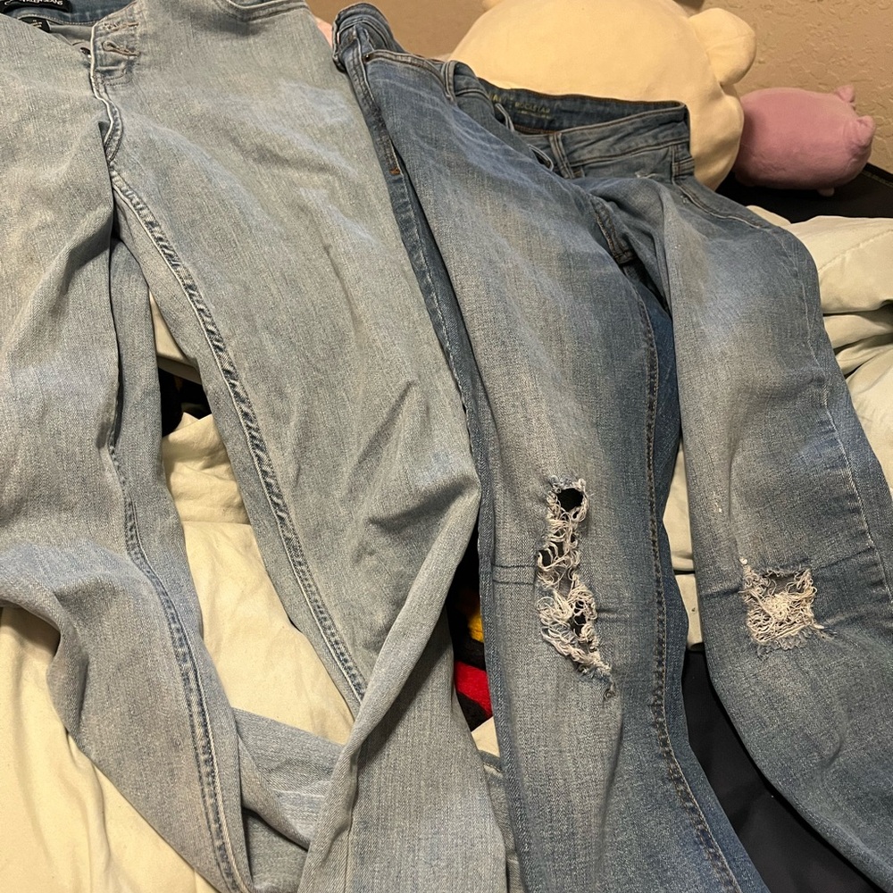 Calvin Klein Jeans Light Blue Ripped Skinny Jeans
